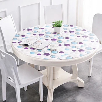 

HAZY PVC Tablecloth Waterproof Round PVC Table Cover Mat Soft Glass Table Cloth Protect the Desktop for Kitchen