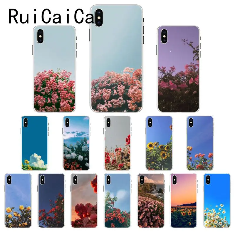 Чехол Ruicaica Great art с цветущими цветами голубое небо для телефона iPhone 6S 6plus 7 7plus 8 8Plus X