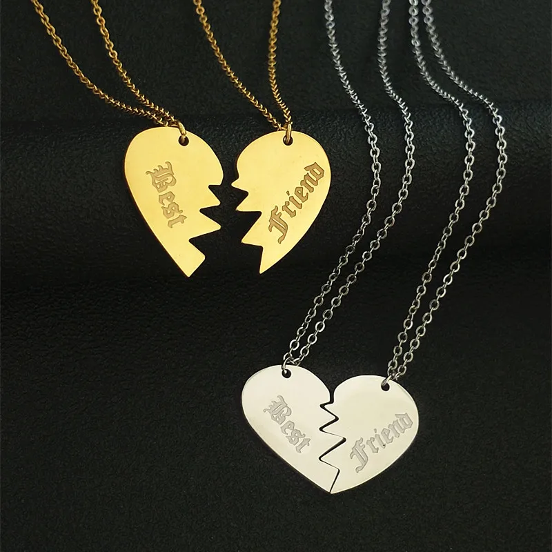 2 шт подвеска в виде разбитого сердца ожерелье набор Золото письмо лучшего друга