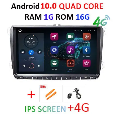 Android 10 автомобильное радио gps навигация для Volkswagen/VW/Skoda/Octavia/golf 5 6/touran/passat B6/jetta/polo/tiguan DSP ips 4G RDS - Цвет: 1G 16G IPS 4G