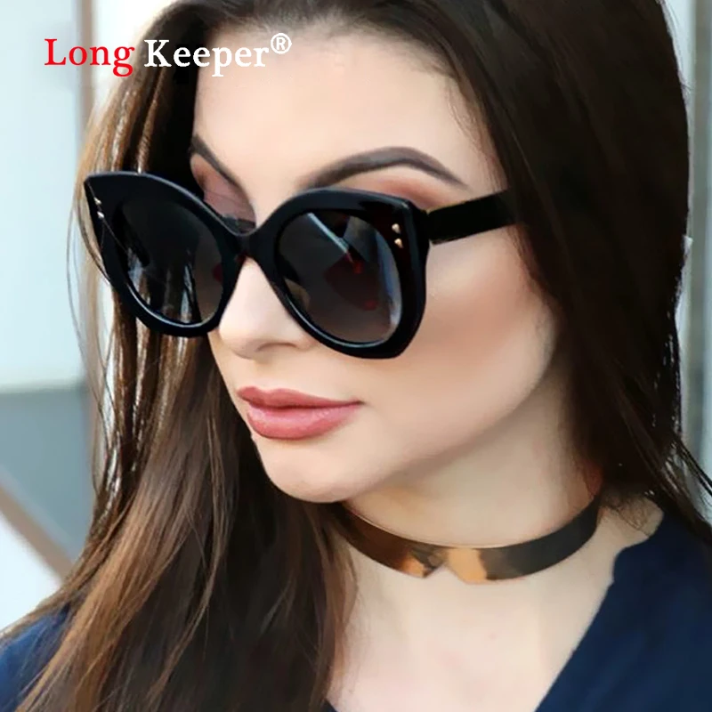 

2020 Luxury Brand Oversized Sunglasses For Women Chic Gradient Frame Sunglasses Rivet Big Sun Glasses Female Bow Cat Eye Eyewear