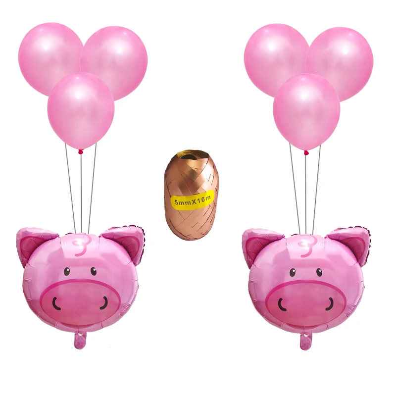 pig 9 шт джунгли воздушные шарики в виде животных Тигр Лев Обезьяна зебра жираф детский душ дети с днем рождения украшения для детских игрушек - Цвет: pig
