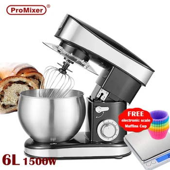 

ProMixer 1500W 6L ,6speed,Stainless Steel bowl,Planetary Stand MIXER,Cream Egg Whisk Blender Cake Dough Bread Maker Machine
