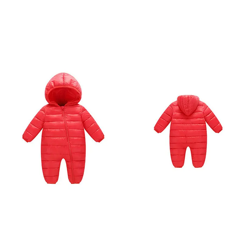 Aitonoble Winter Light Down Jacket Jumpsuit Kids Winter One-Piece suit Hooded Children Jacket Baby Outerwear