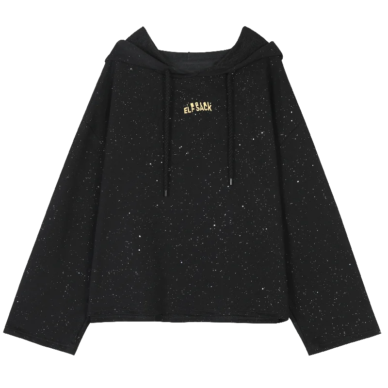 Hooded ELFSACK, черные корейские толстовки с буквенным принтом на шнурке, женские толстовки, осень, зеленый Повседневный свитер бойфренда большого размера - Цвет: Hooded