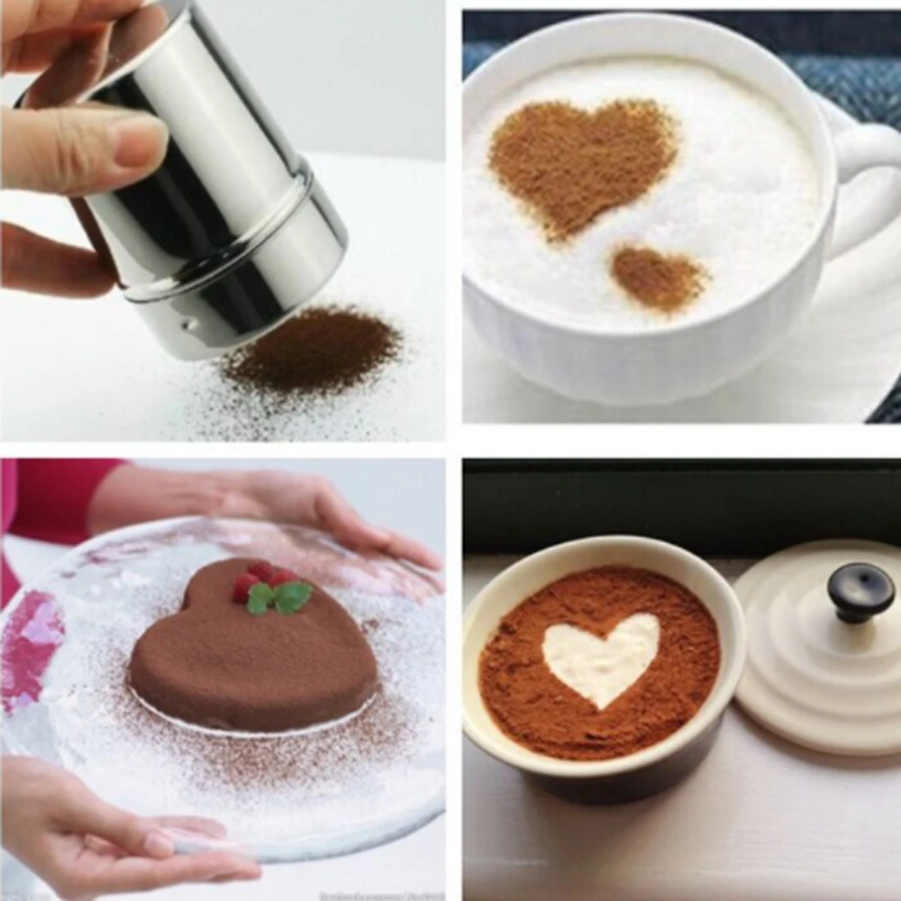 

Chocolate Powder Sugar Shaker With Lid Can Coffee Cocoa Sprayer Flour Mesh Sifter Stainless Steel Sprinkle Dredger Jar Wholesale