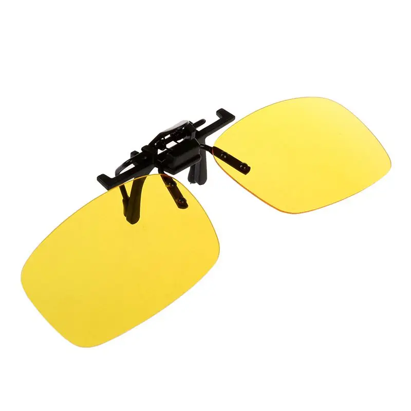 Прямоугольные прозрачные желтые линзы без оправы Клип на ночного видения вождения очки