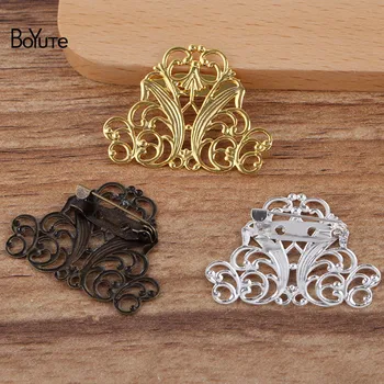 

BoYuTe (20 Pieces/Lot) 3 Colors 29*37MM Metal Filigree Flower Brooch Base Diy Handmade Jewelry Accessories
