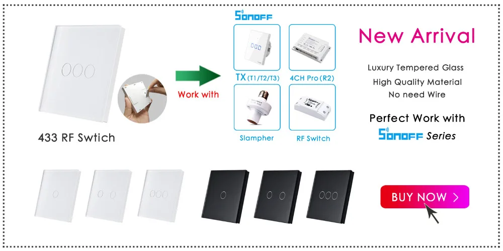Sonoff WiFi Smart Touch Выключатель света T1 ЕС 1 2 Gang Ewelink App/RF 433/голос Управление выключатель света Поддержка Alexa Google дома