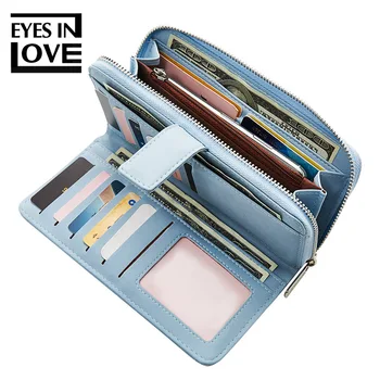 

New 2020 Women's Hand Wallet Fashion Solid Color Buckle Multi-Card Position Large Capacity Zipper Wallet Women