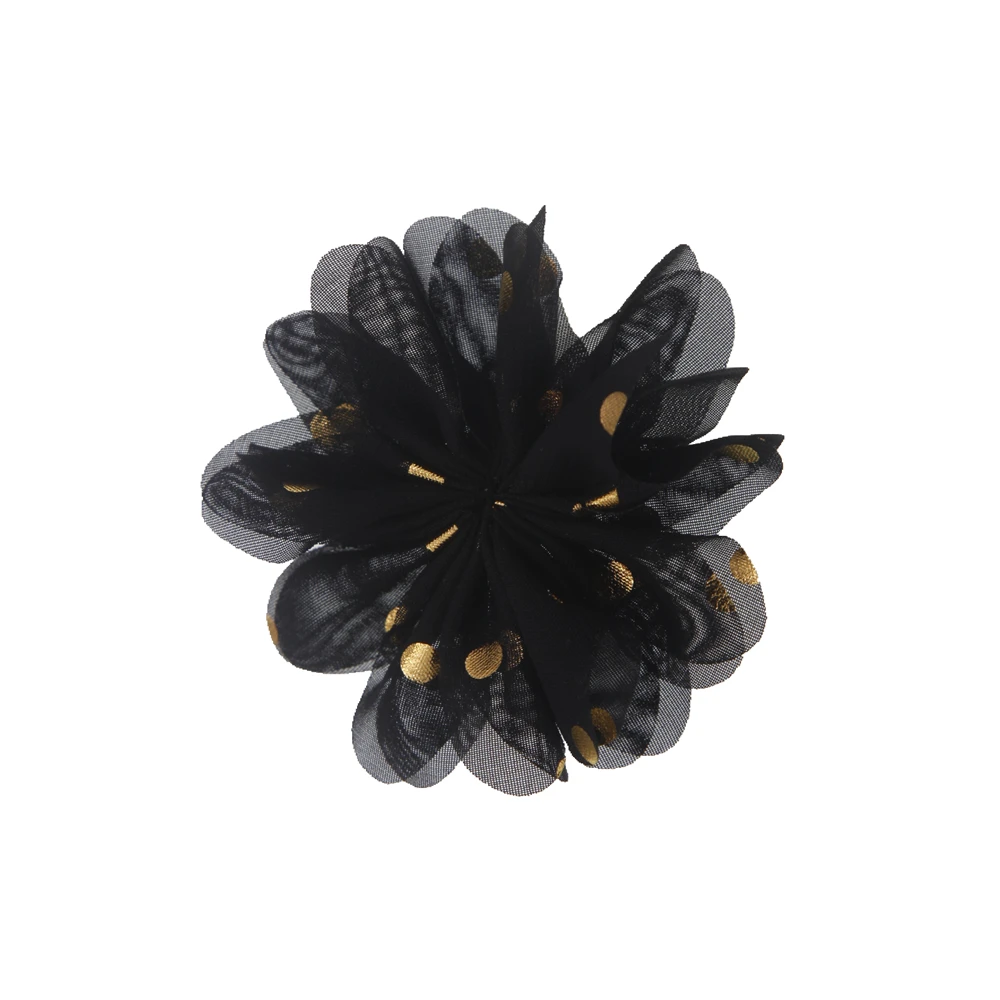 black Пышные шифоновые цветы DIY аксессуары головной убор изысканные аксессуары для волос без заколка для волос в виде бантика свадебные декорации цветок 12 шт./партия - Цвет: black