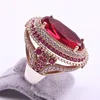 Gorgeous Large Oval Red Stone Ring Luxury Filled CZ Weddings Rings For Women Engagement Fashion Jewelry Gifts Anillos Mujer ► Photo 2/6