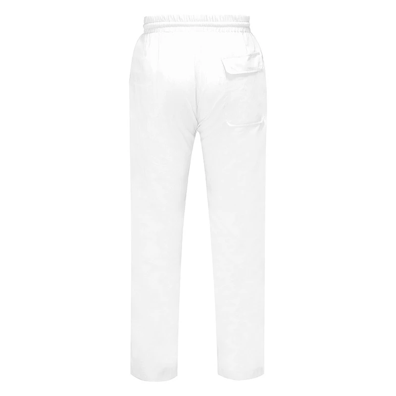 Men's Cotton Line Pants 2021 Summer Fashion Casual Solid Color Straight Loose White Joggers Elastic Waist Plus Size Trousers 3XL dockers pants for men