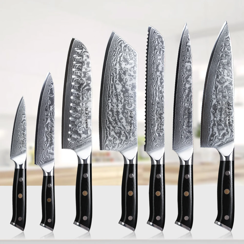 TURWHO 7PCS Pro Kitchen Knife Sets Japanese Damascus Steel Knives Best Chef  Knife Set With Excellent Acacia Wood/Knife Set BlocK - AliExpress