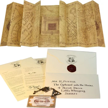 

Potters The Marauder's Map Students Harried Collection Hogwart Acceptance Letter Wizard School Ticket Deathly Hallows Necklace