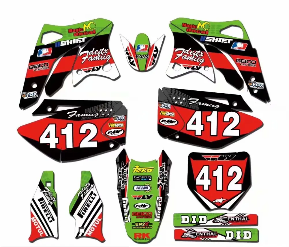 Графика и фоны наклейки Наборы для Kawasaki KX250F KXF250 KXF 250 KX 250F 2006 2007 2008