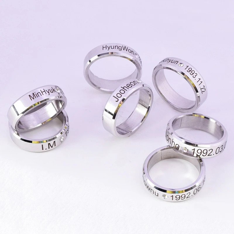 Kpop MONSTA X Name Ring K-Pop Hyung Won Joo Heon Minhyuk Shownu Won Ho Yoo Kihyun I.M Fashion Accessories Rings Fans Collection image 2