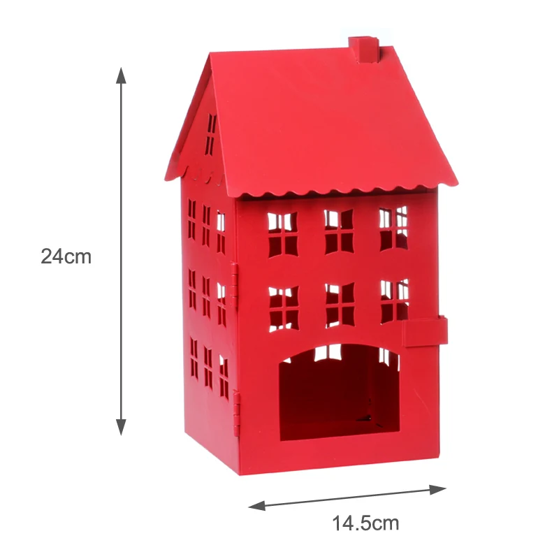 Скандинавский креативный Металлический Подсвечник в форме датского дачного фонаря реквизит для ужина Свадебная вечеринка украшение дома - Цвет: Red   M