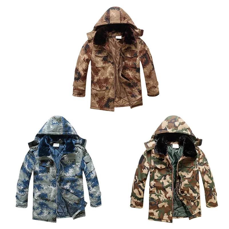 

Keep warm Hooded Jacket Thick Cold-proof Rainproof Water Resistant Softshell Cotton Coat City Outwear Sportswear