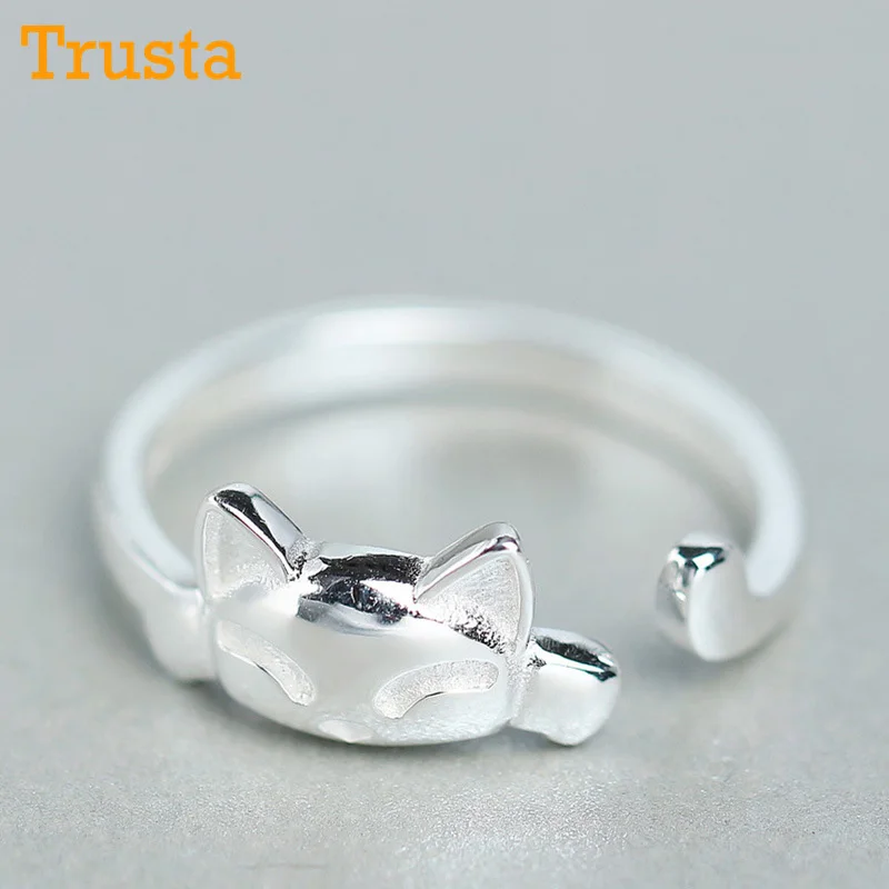 Trusta, серебро, 925 пробы, для женщин, леди, мужчин, ювелирное изделие, симпатичное кольцо для кошек, размер 5, 6, 7, 8, любовь, подарок для девушек, леди, DS344