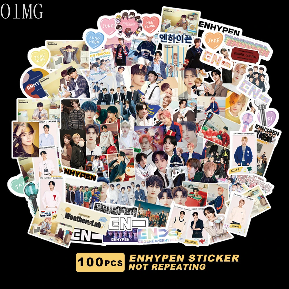 100pcs kpop enhypen stickers kpop en high quality hd photo paper sticker for luggage laptop notebook stationery decor fans gift assorted stickers aliexpress