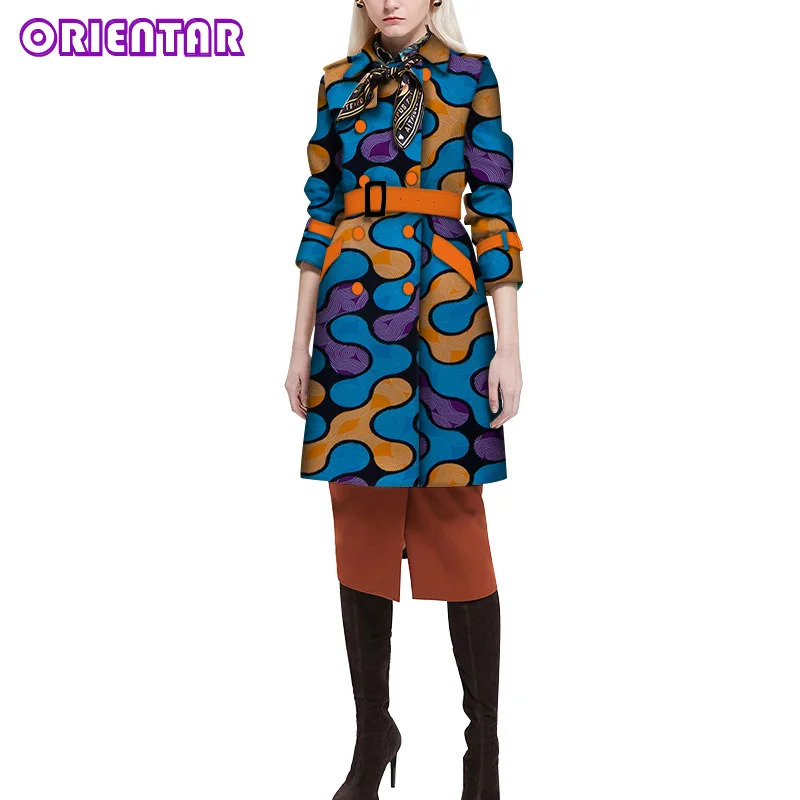 african robe African Clothes for Women Long Sleeve Double Breasted Trench Coats Bazin Riche African Print Clothing Lady  African Coat WY6480 formal dresses south africa