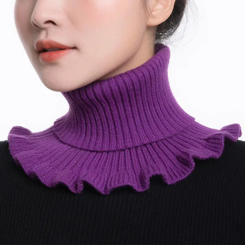 Warm Knitted Fake Collar Woolen Women Turtleneck Knitted False
