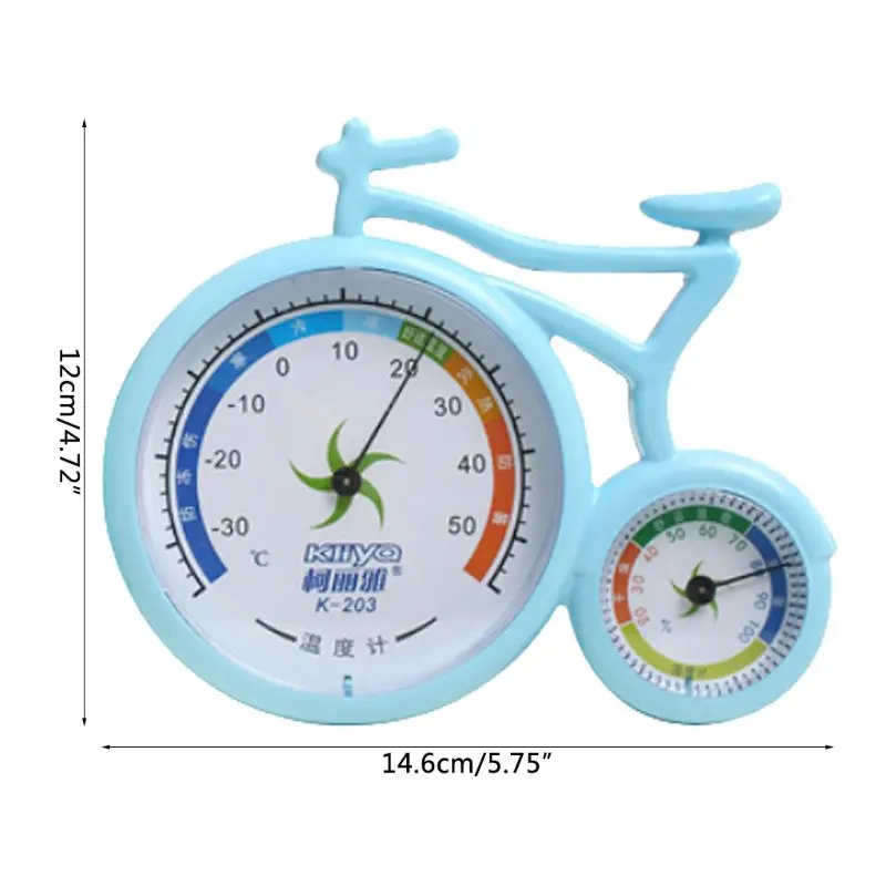 Bike Bicycle Shape Humidity Gauge Hygrometer Indoor Thermometer Temperature Meter Tester for Living Room Office