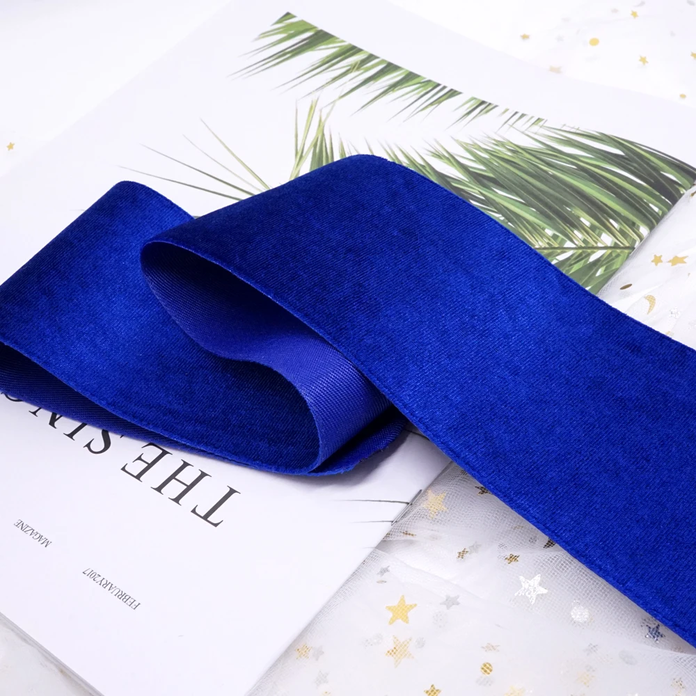 Новое поступление 75 мм 3 дюйма ленты pleuche ленты 25 ярдов - Цвет: royal blue