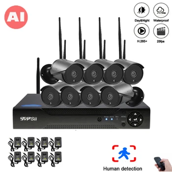 

5mp/4mp/2mp Black 36pcs Infrared ICsee Waterproof Audio H.265+ 25fps AI Human Detect 8CH 8 Channel WIFI IP Camera kits