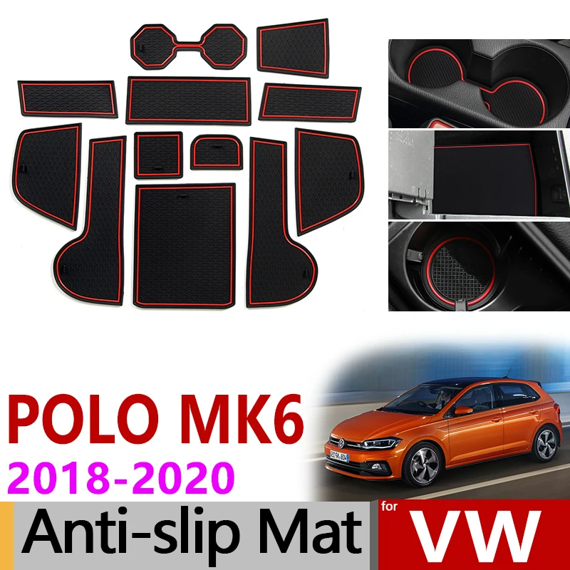 Автомобильный Гаджет коврик для VW POLO MK6 Volkswagen аксессуары гелевая накладка резиновый слот для ворот коврик для чашек Tapis Voiture