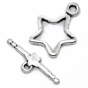 

50 Sets Silver Tone Charm Toggle Clasps Findings