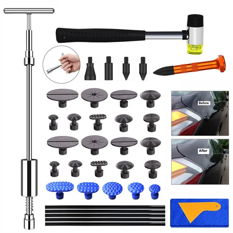 

PAINTLESS DENT REPAIR DENT PULLER KIT DENT REMOVAL SLIDE HAMMER GLUE STICKS REPAIR HAMMER GLUE TABS CAR BODY TOOLS
