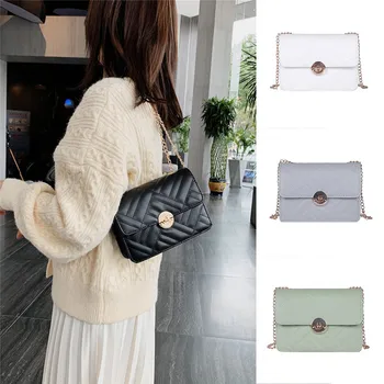 

PU Satchels Geometric Women's 2019 New Leather Fashion Messenger Bag Multi-Function Shoulder Bag lock buckle