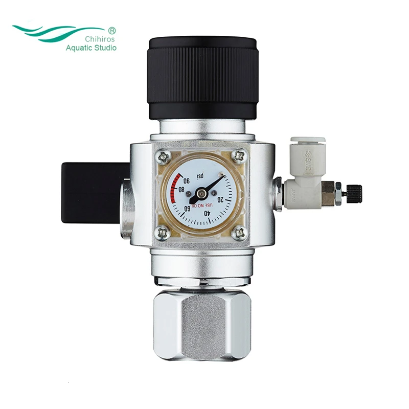Chihiros CO2 Regulator DC12V CO2 Mini Regulator Aquarium Display with Check Valve W21.8 CGA320 Interface Magnetic Solenoid Valve - Цвет: With Solenoid valve