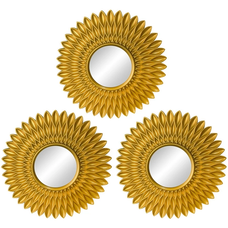 Juego De 3 Espejos Decorativos De Pared En Forma De Lágrima - Dorado, Moderno, Para Dormitorio, Sala De Estar O Entrada