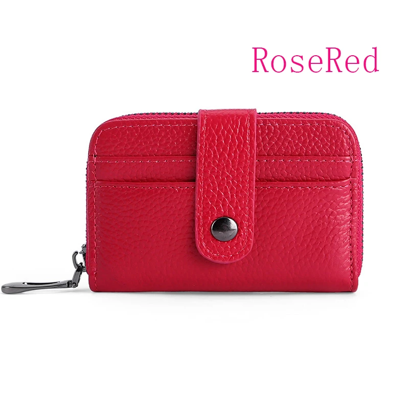 RoseRed BONAMIE натуральная кожа Бизнес Кредитные карты ID Держатели для женщин мужчин Hasp черный держатель для карт чехол маленький кошелек держатель для банковской карты - Цвет: RoseRed
