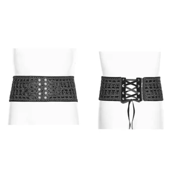 

UNK RAVE Men's Gothic Girdle Weft Velveteen Flower Ribbon Metal Buckle Personality Stage Performance Clothing Accessories