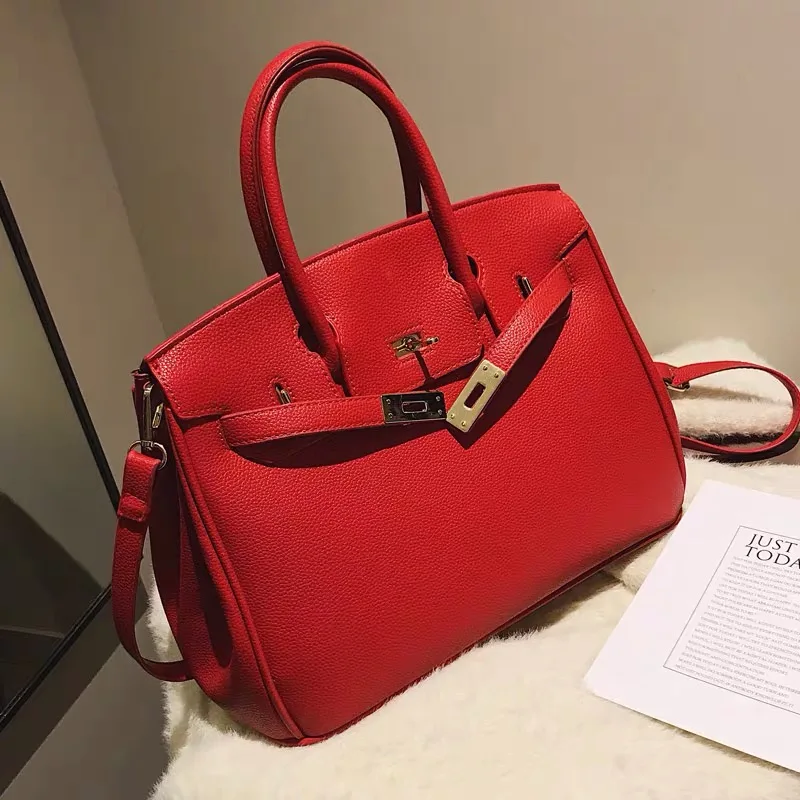 Bolsos de cuero de mujer bolsos de hombro de lujo высокое качество con Bola de nuevos bolsos de цепи, заклепки, отличное качество de mujer; большие размеры - Цвет: Красный