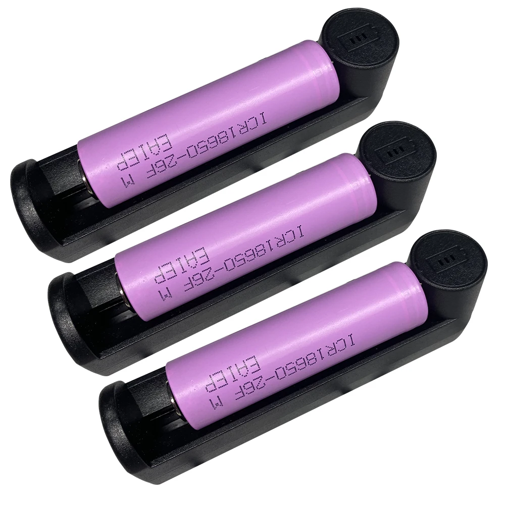 

EAIEP 3PCS 18650 Battery 2600mah Lithium 18650 Rechargeable Battery+3pcs USB Charger for 18500 14500 18650 Battery
