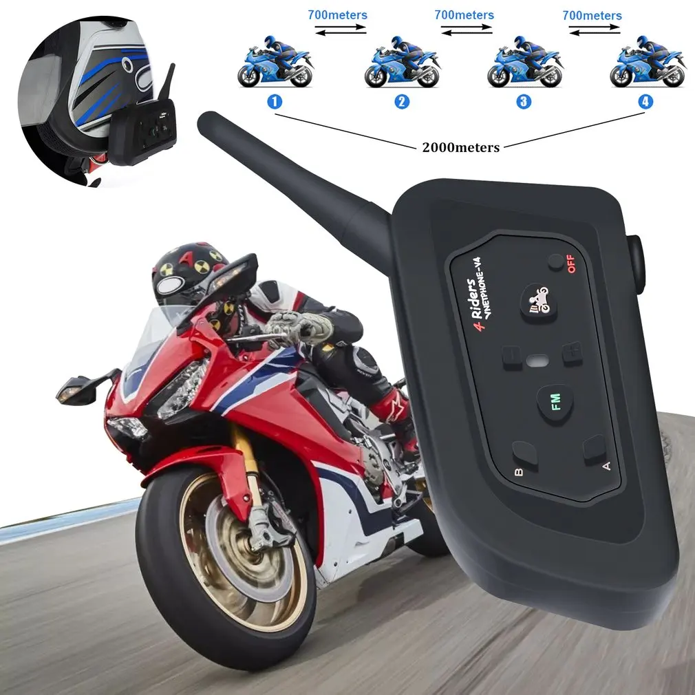 

Motorcycle Walkie-talkie V4 Full-duplex Real-time Call Helmet Walkie-talkie Headset 1200M Wireless Motorbike Intercom Connect