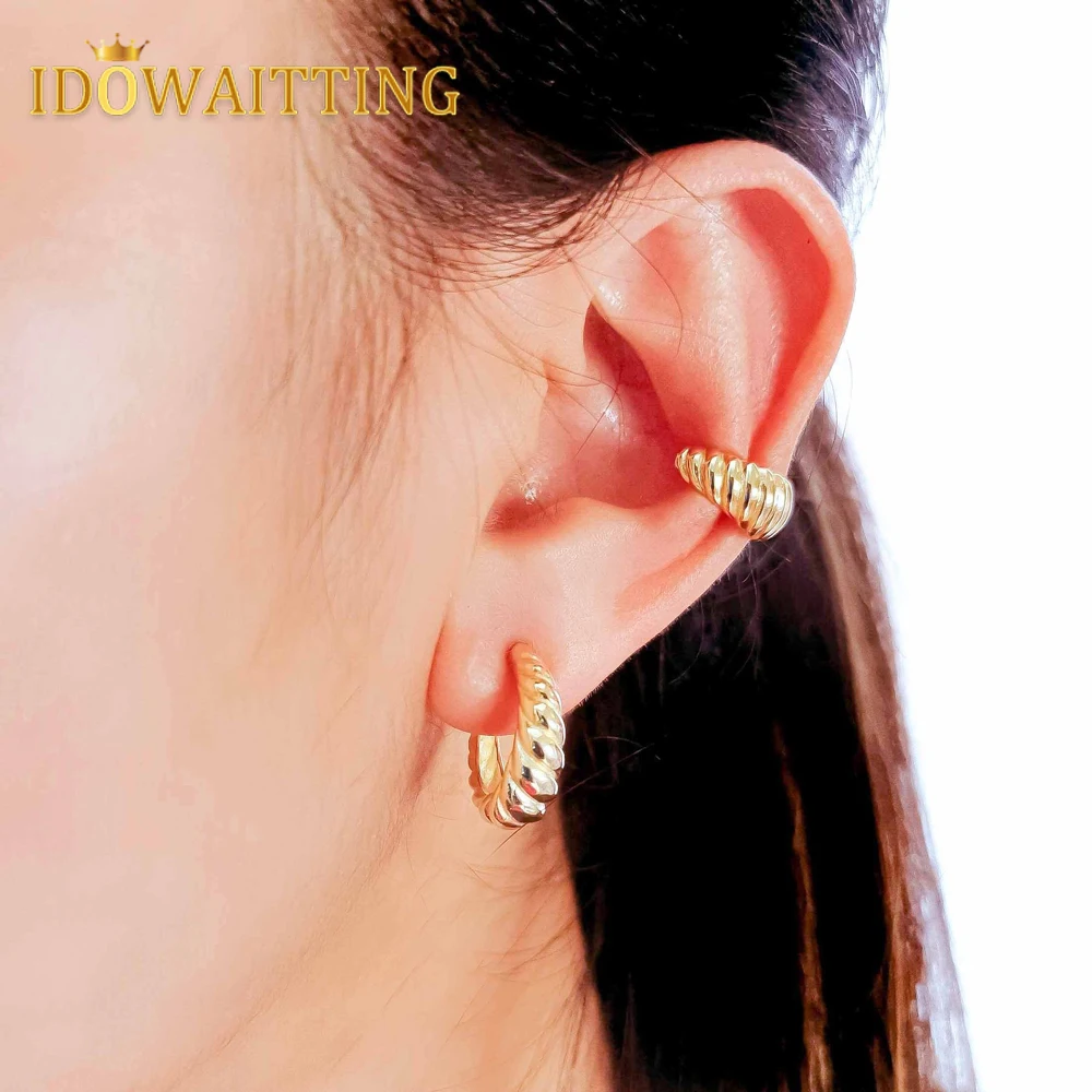 2021 New Arrived High Quality Gold Color Geometric Simple Fashion European Women Jewelry Minimal Delicate Twist Hoop Earring | Украшения и