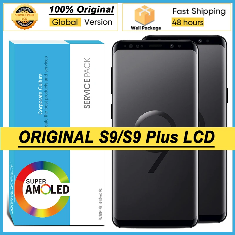 100% Original Amoled Display with frame for SAMSUNG Galaxy S9 G960 G960F Plus G965 G965F LCD Touch Screen Digitizer Repair | Мобильные
