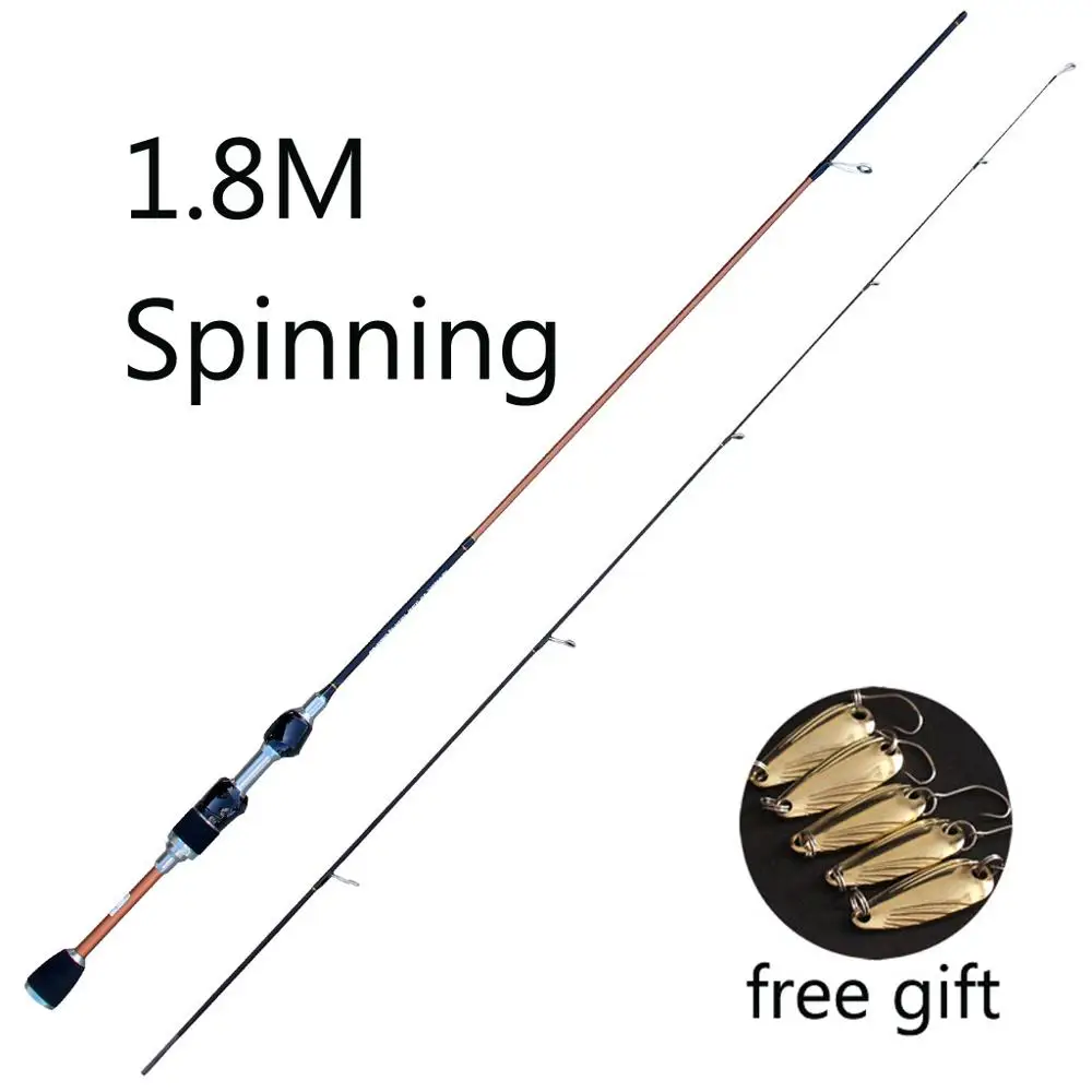 Skmially carbon ul spinning rod 1.8m 1.68m0.8-5g ultralight spinning rods ultra light casting spinning fishing rod vara de pesca - Цвет: Красный