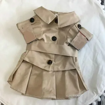 

Pet clothes clothing British khaki windbreaker jacket ladies dog cat lapel jacket spring and autumn style schnauzer trench coat