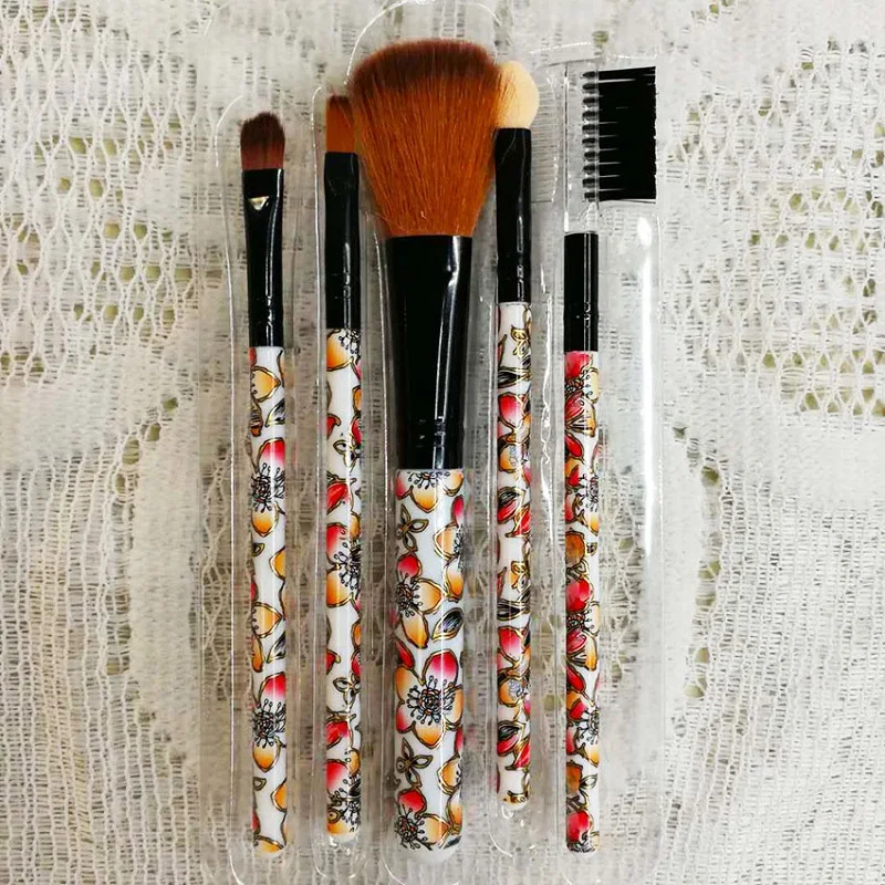 

5 PCS Mini Colorful Flower Makeup Brushes Makeup Beauty Tools Various Styles and Portable 5 Sets