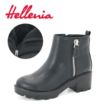 

Hellenia Winter shoes Boots Woman Sneakers Real wool fur Lining Fashion Platform Women Shoes Ankle Classic Zipper PU leather