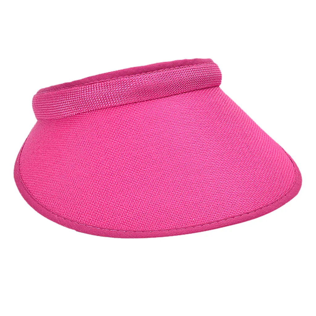Unisex Summer Cotton Empty Open Top Baseball Cap UV Protection Wide Brim Running Sports Sun Visor Hat Adjustable Magic Sticker