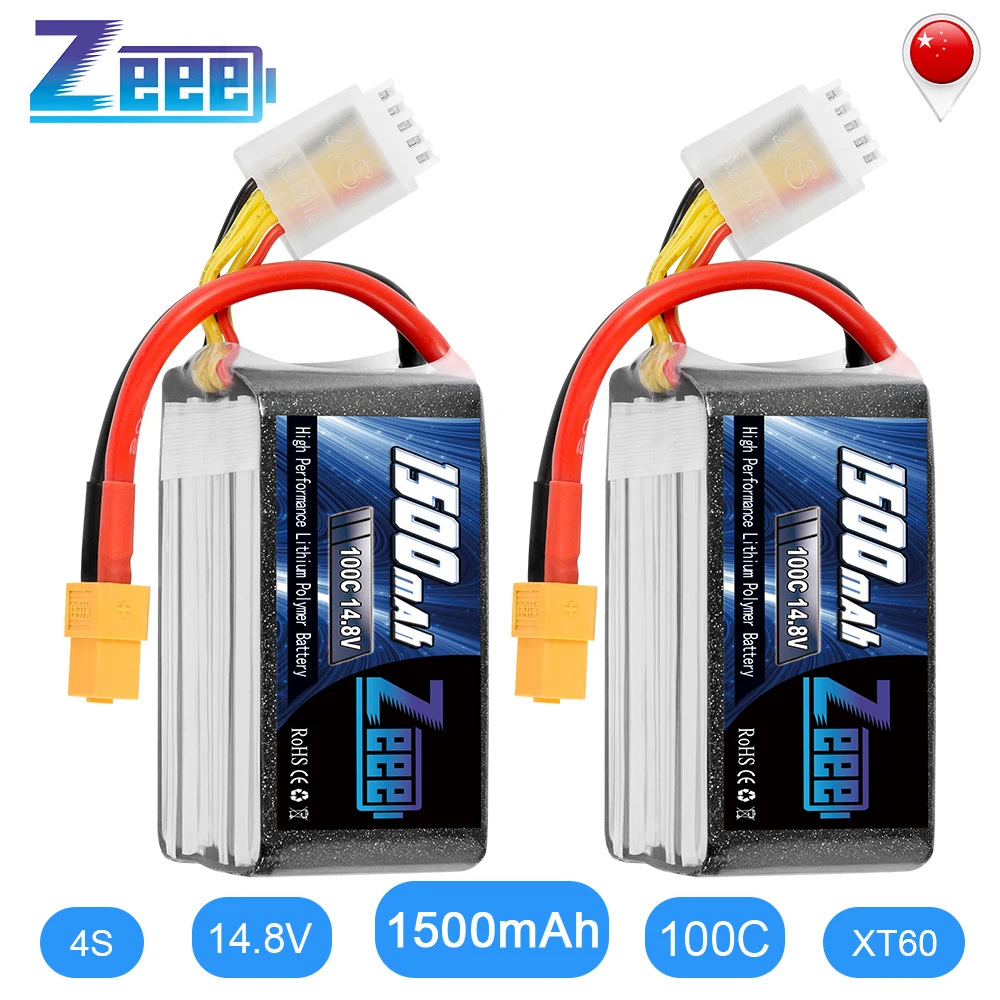 TRENDING! 2units Zeee 4S 14.8V 1500mAh 100C Lipo Battery with XT60 Connector Softcase Lipo Battery for RC Car Truck Airplane FPV UAV Drone