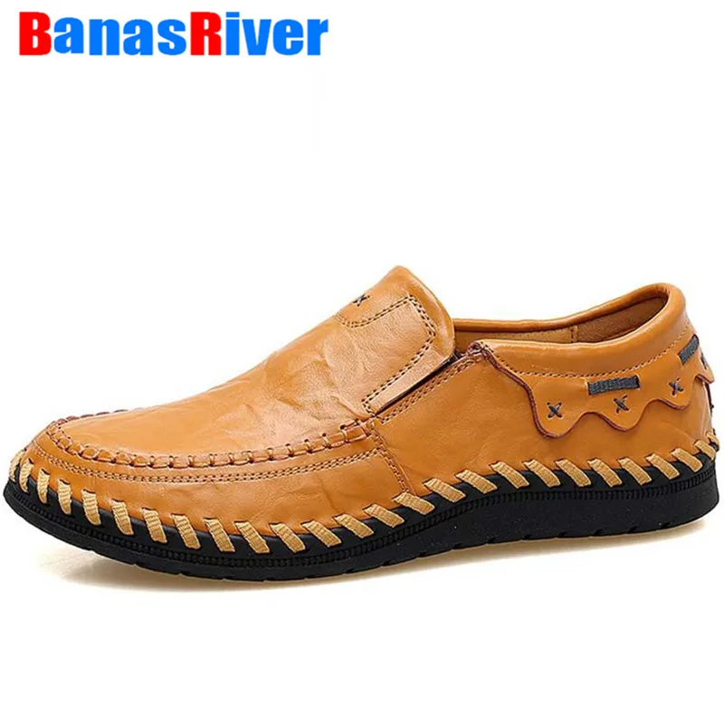 

New Men's Driving Casual Shoes Slip-on Loafers Male Leather Upper Soft Moccasin Flats Simple Gommino Outdoor Walking Footwear